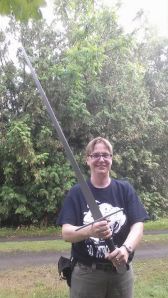 Seriously, the way this photo was taken, the sword looks huge. It's long, but not that long.