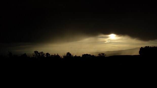 Sunset through the rain clouds.