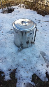 One of the convenient things about snow is that it is helpful to cool the wort after the boil. I need to invest in a wort chiller...