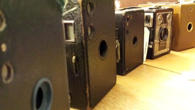 The most familiar Brownie cameras are the box cameras.