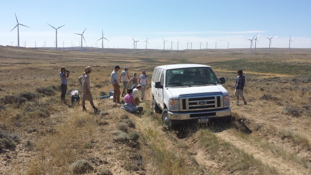 Our escape back to civilization was temporarily thwarted by a high-centered van from another school.