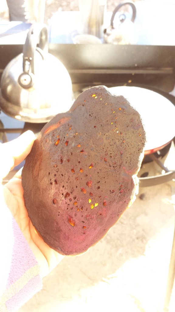 A slightly overcooked pancake.