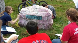 Students checking out "Bubblegum Rock"