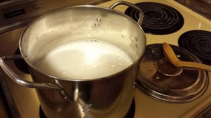 Boiling the Peep wheat. 