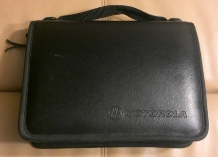 It's big. It's black. It says 'Motorola'.