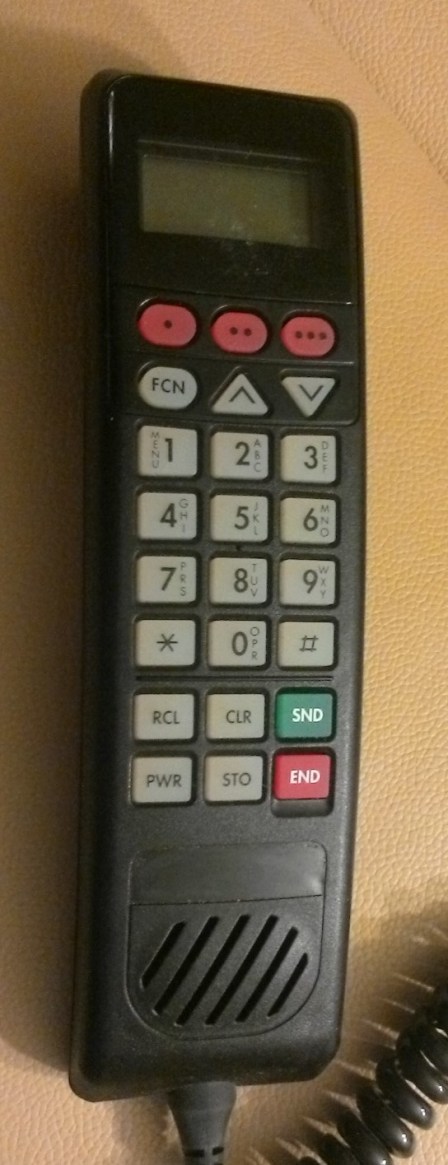 A handset like the land-line phones that we were familiar with.