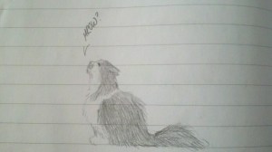 Charlie is frequently a topic of notebook sketches.