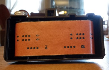 This particular camera still had a roll of 127 film in it when we bought it!