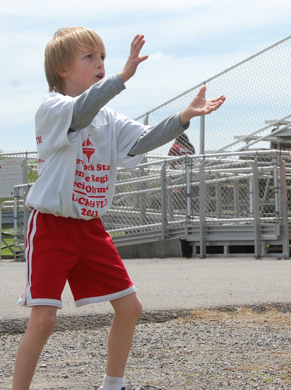 Catching the ball at lunch. 