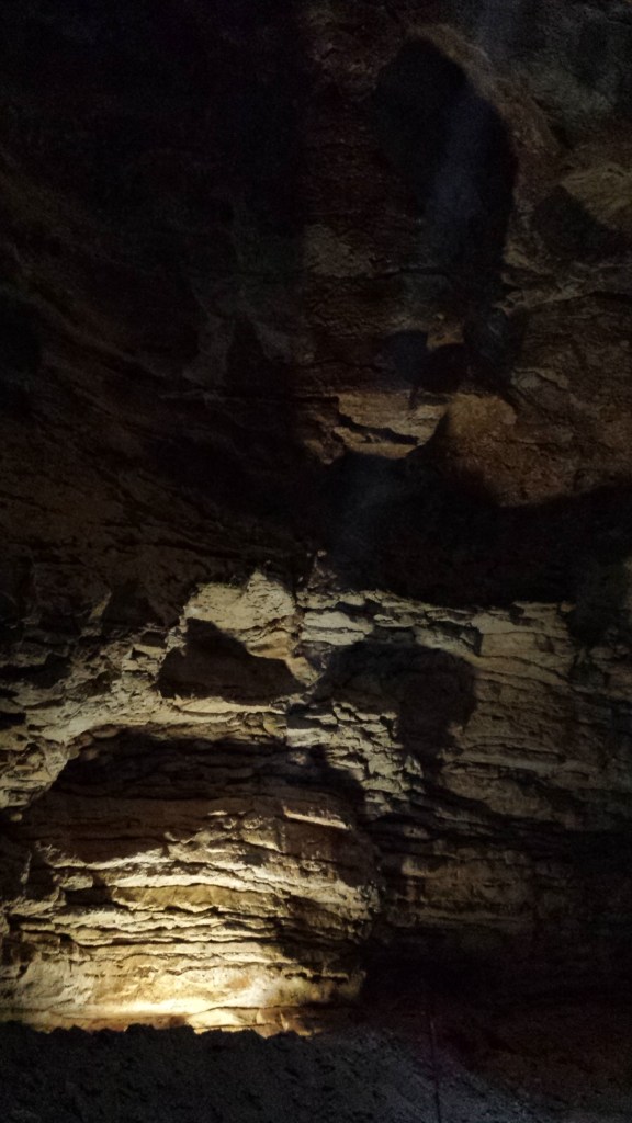 Morning floor lighting at Natural Trap Cave.