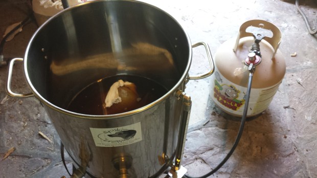 Boiling the specialty grains.