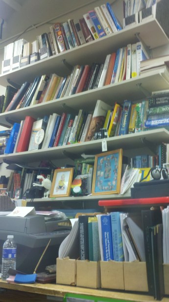 The view from my desk. I also have toys, photos, and one or two antique cameras. 