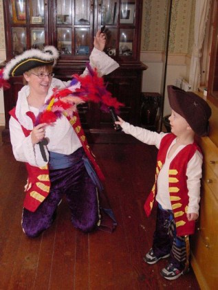The good Captains Feathersword. My son and I getting ready to Trick or Treat together, a few years ago.