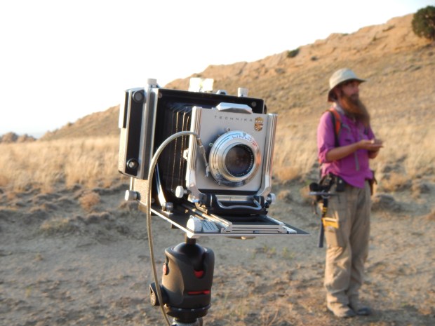 The large-format film camera, and me, looking more badass than ever. (Photo by Marieke Dechesne)