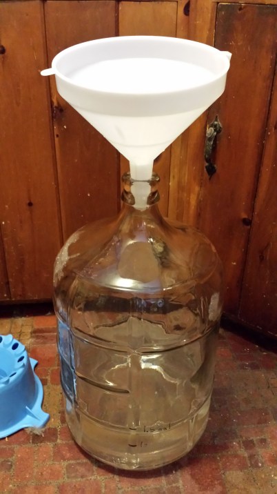 A five gallon carboy ready for some honey, water, and yeast.