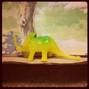 Some sort of ceratopsian, with a very, very long nasal horn.